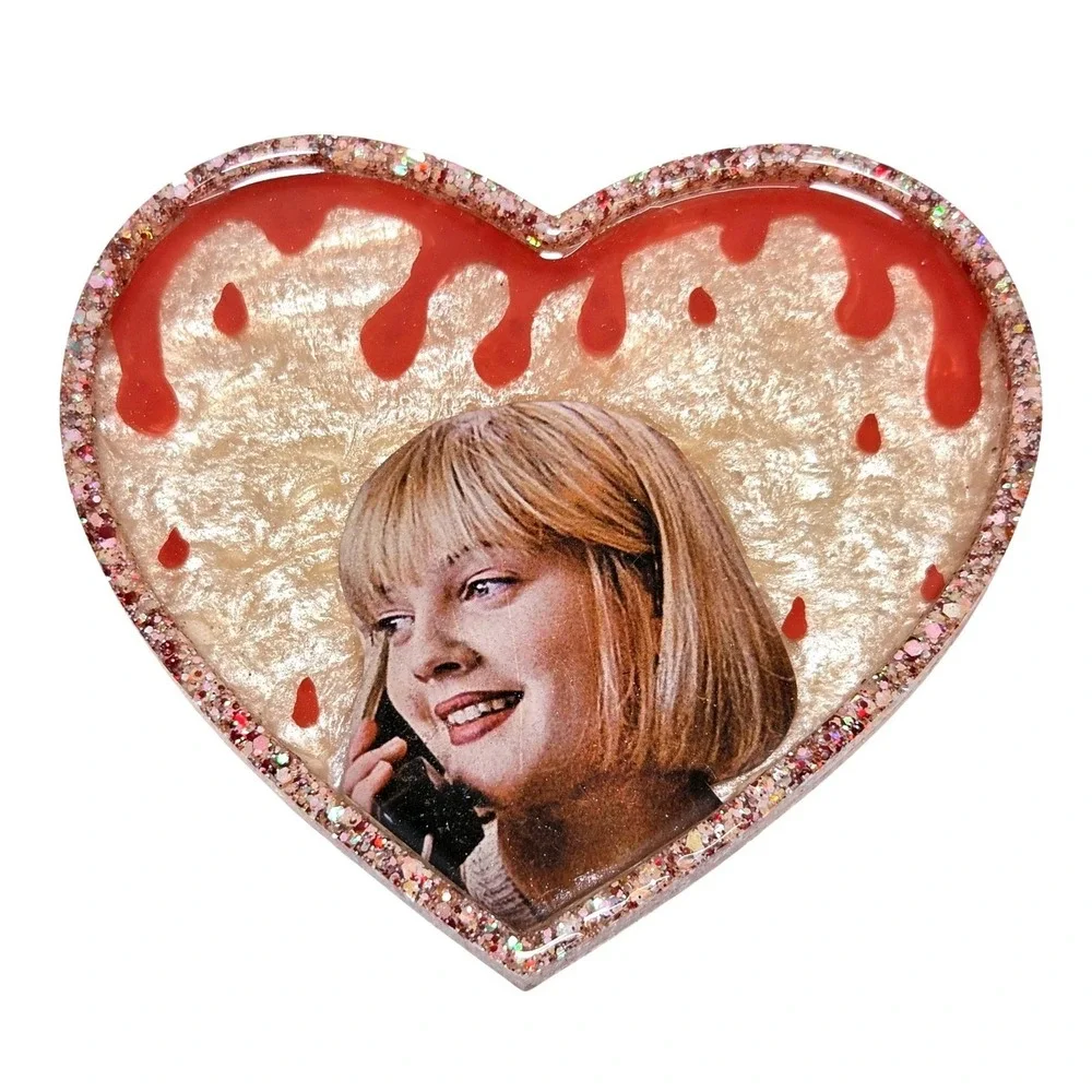 Handmade Scream Ghostface Casey‎ Becker Heart Resin Trinket Tray Set Red New